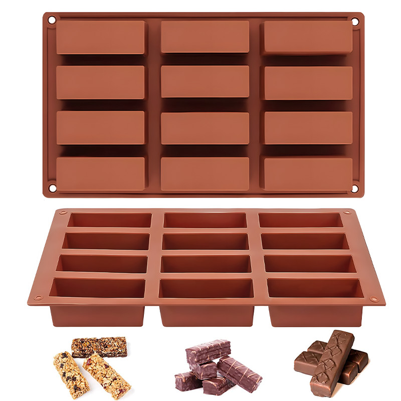 

12 Cavity Silicone Cake Mold Rectangle Sugarcraft Mold Shape Silicone Bakeware Chocolate Candy Protein Bar DIY Baking Mold