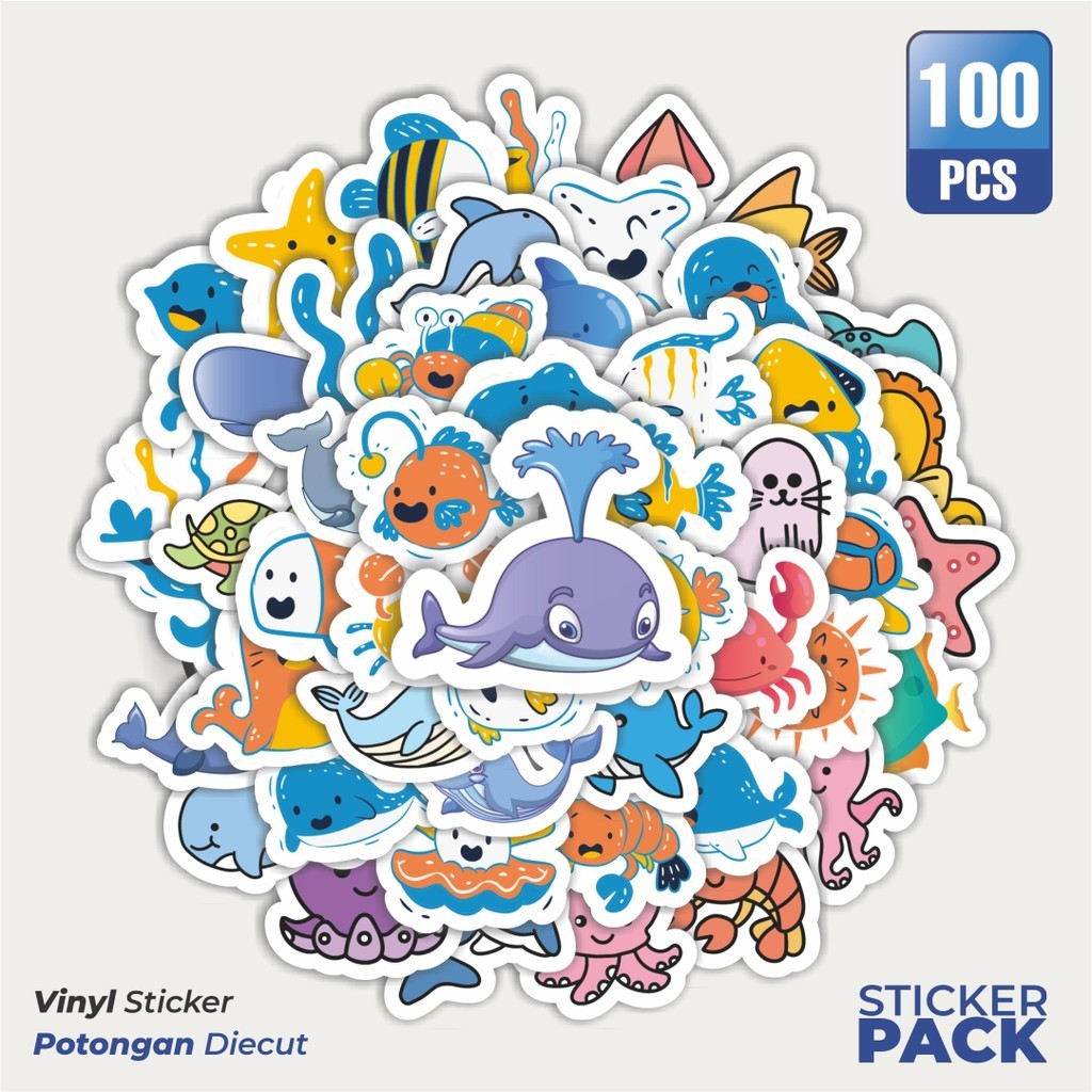 

Stiker Vinyl Stiker Cartoon Marine Animal Baby [Kartun Bayi Hewan Laut] Waterproof Aesthetic- Untuk Laptop, Motor, dan Helm - Paper Stationery Pack