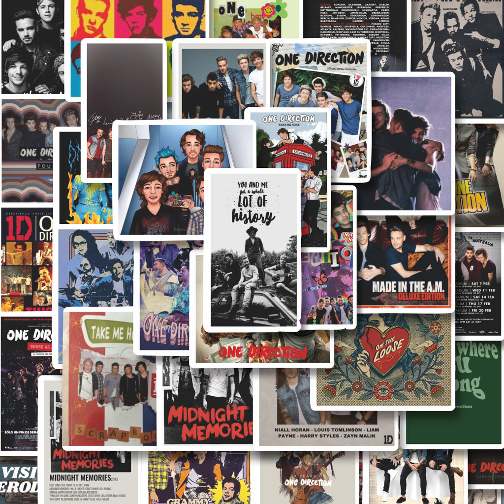

100PCS Lucu Stiker Poster Album One Direction Stiker Aesthetic Stiker Anti Air Stikers Berperekat Waterproof sticker decal buat Motor Helm Buku Journal Koper Casing HP Laptop Botol Minum Hadiah anak