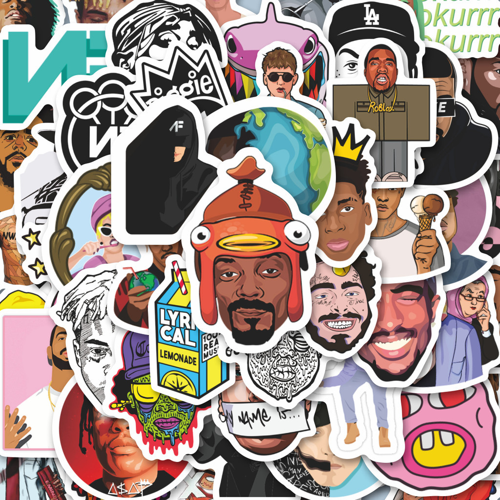 

100PCS Lucu Stiker Rapper Stiker Aesthetic Stiker Anti Air Stikers Berperekat Waterproof sticker decal buat Motor Helm Buku Journal Koper Casing HP Laptop Botol Minum Hadiah anak