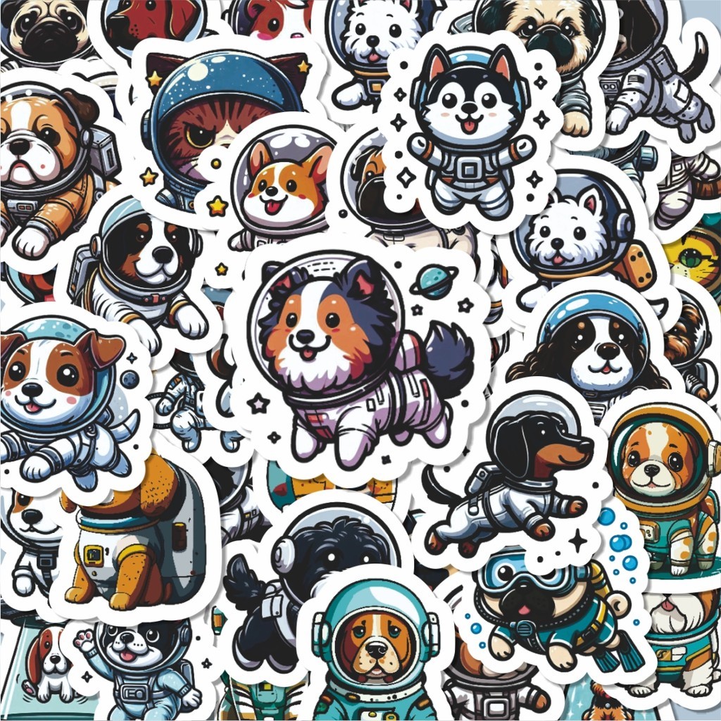 

100PCS Lucu Stiker Astronot Doggy V5 Stiker Aesthetic Stiker Anti Air Stikers Berperekat Waterproof sticker decal buat Motor Helm Buku Journal Koper Casing HP Laptop Botol Minum Hadiah anak