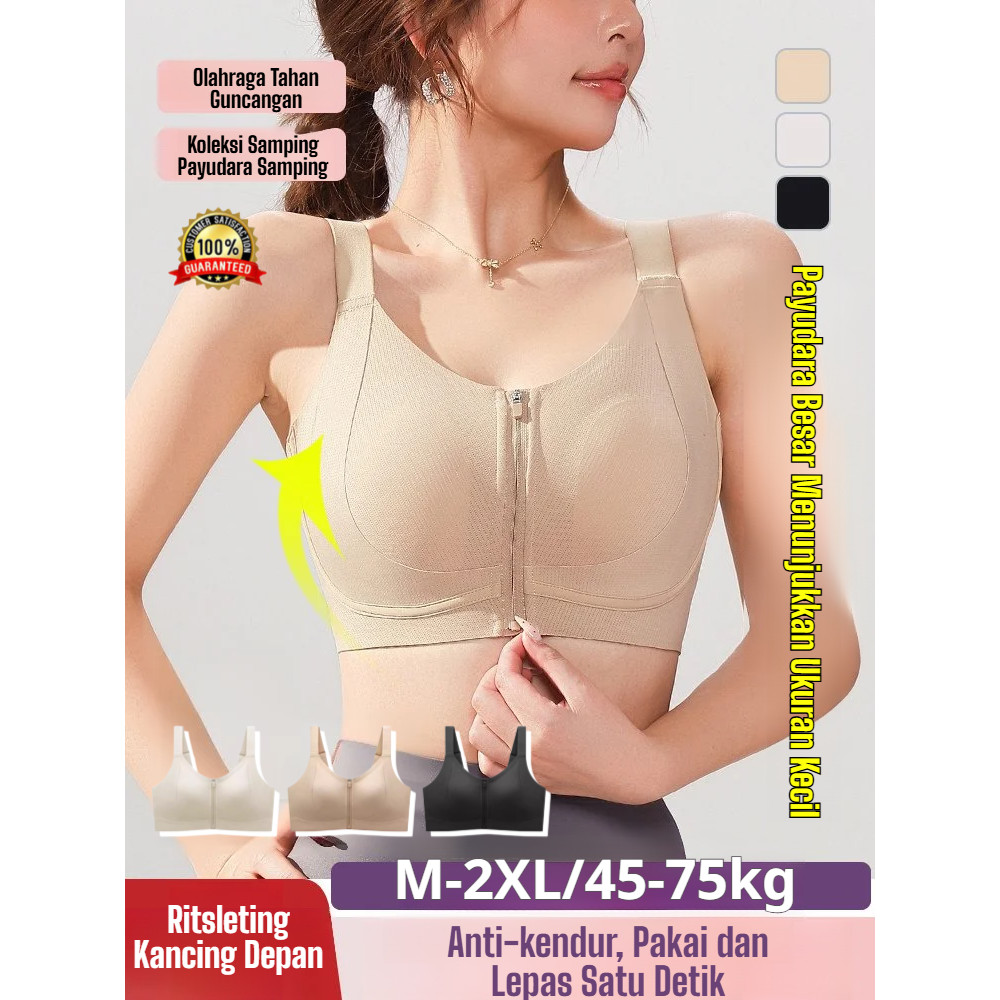 ✨BH Resleting Depan Anti Kendur ✨ Bra Seamless Push Up Nyaman  Ramah Kulit/Payudara Besar Terlihat K