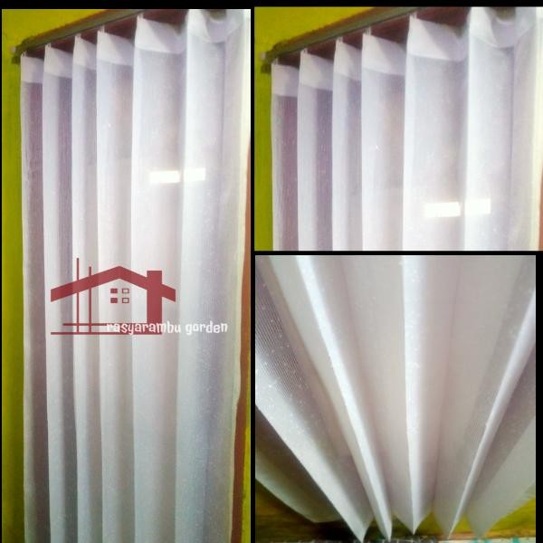 Vitrase Gorden Putih Polos Motif Salju L100cm Tinggi Beragam Kualitas Tebal Lembut Privasi Baik Eleg