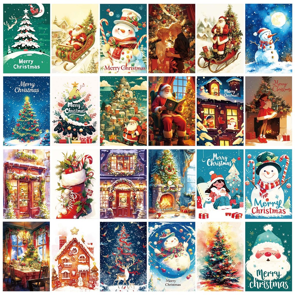 

50PCS 15x10cm Merry Card Strong Visual Experience Note Greeting Postcard Xmas Tree Deer Package Wrapping Decor Gift