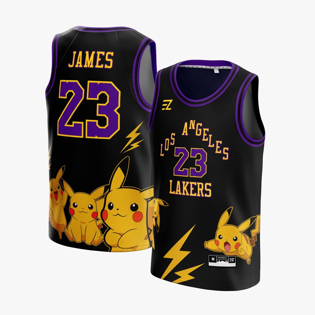 [ORIGINAL] Jersey Lebron James LA Lakers #23 CUSTOM PIKACHU - Swingman  Bola Basket  Baju Kaos T-Shi