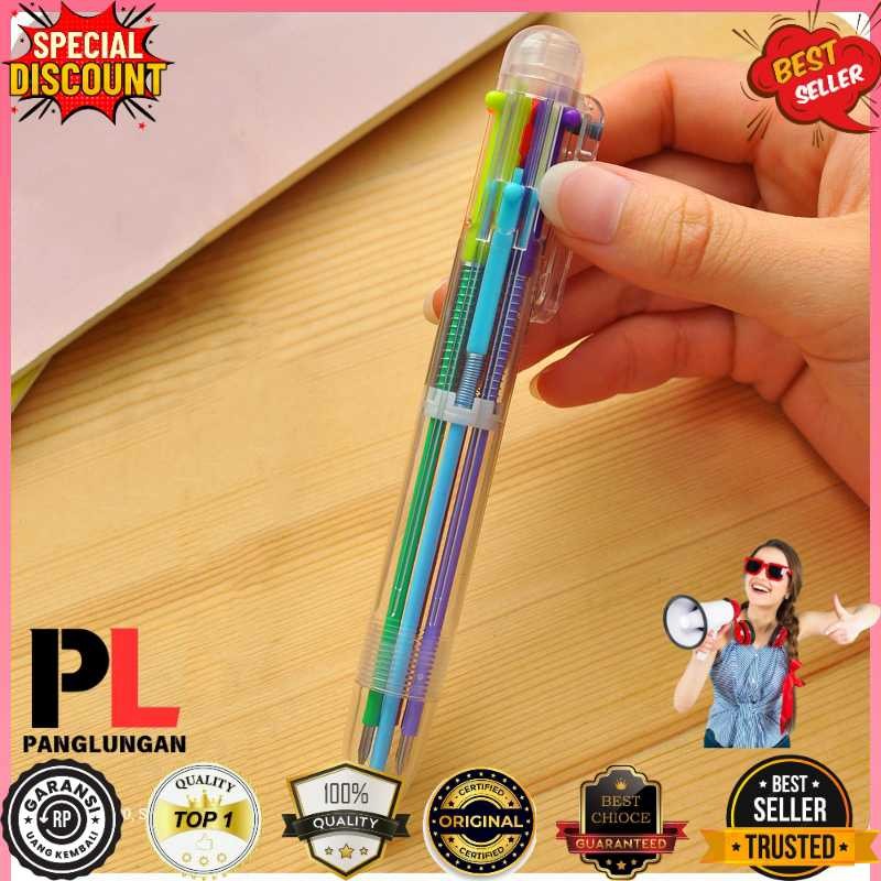

Pulpen 6in1 Pena Bolpoin Warna-Warni Multi Colored Pen