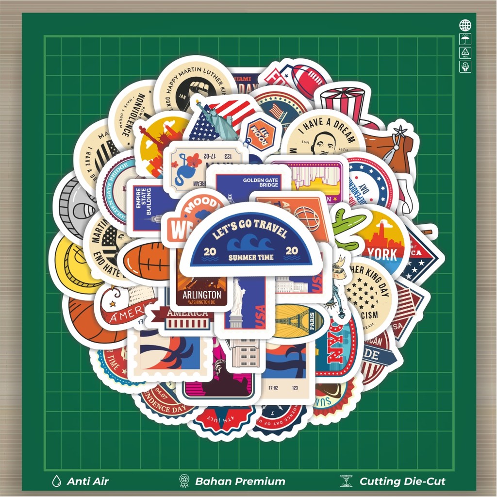 

HOT 50 PCS STIKER Sticker American Retro Sticker Stiker Fashion Cars Decal Dingin Kartu Album Custom Vinyl Anti Air- Sticker Aesthetic Buku Journal Koper Casing HP Tablet Laptop Helm Motor Botol Minum