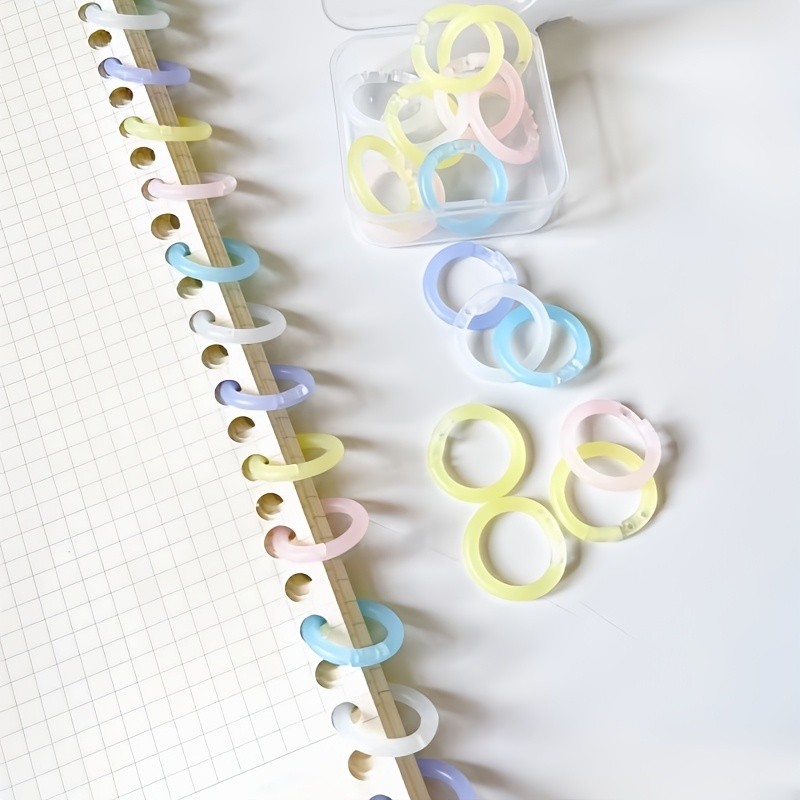 

20/50pcs Colorful Loose-leaf Ring Assembly Binding Coil Plastic Detachable Punch Ring Buckle File Organization Office Accessorie