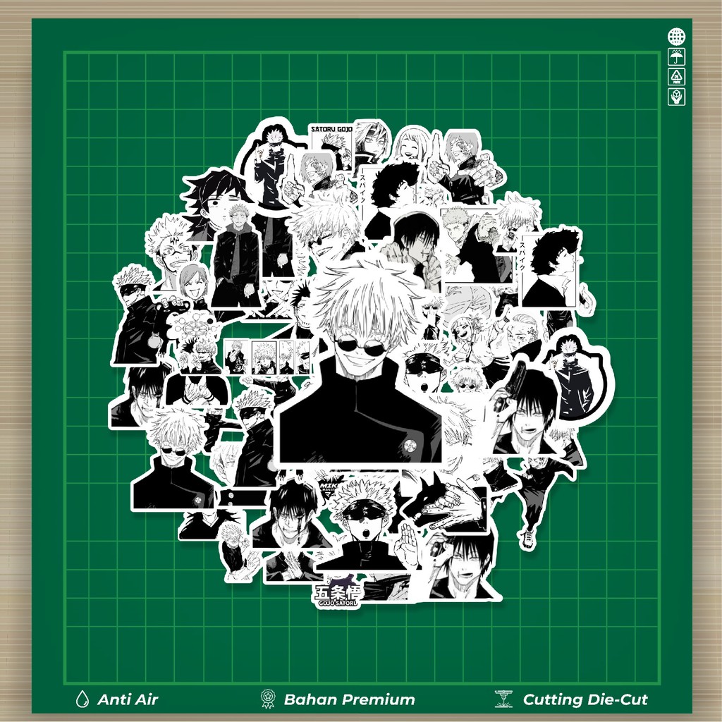 

HOT 50 PCS STIKER Stiker Anime Jujutsu Kaisen Black & White Stiker Fashion Cars Decal Dingin Kartu Album Custom Vinyl Anti Air- Sticker Aesthetic Buku Journal Koper Casing HP Tablet Laptop Helm Motor Botol Minum