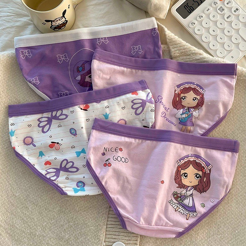 CD1822 Celana Dalam Segitiga Anak Perempuan CD Katun Motif Kartun Girl Ungu Purple Lucu