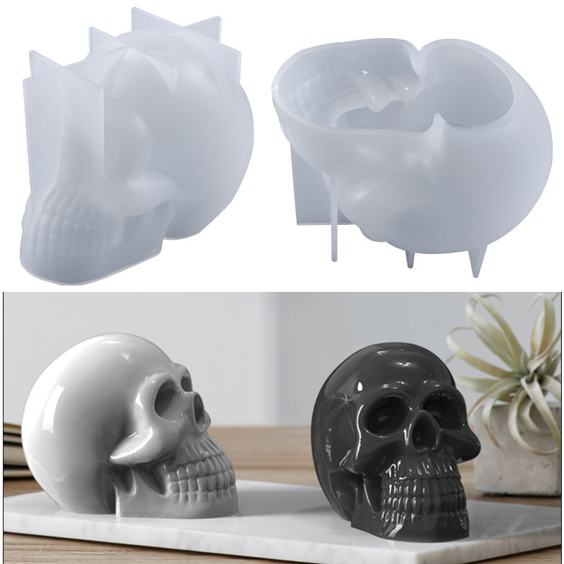 

Large Skull Candle Silicone Mold Halloween Ornament Silicone Molds Epoxy Soap Plaster Mold 3D Craft Casting Mould Home Decor