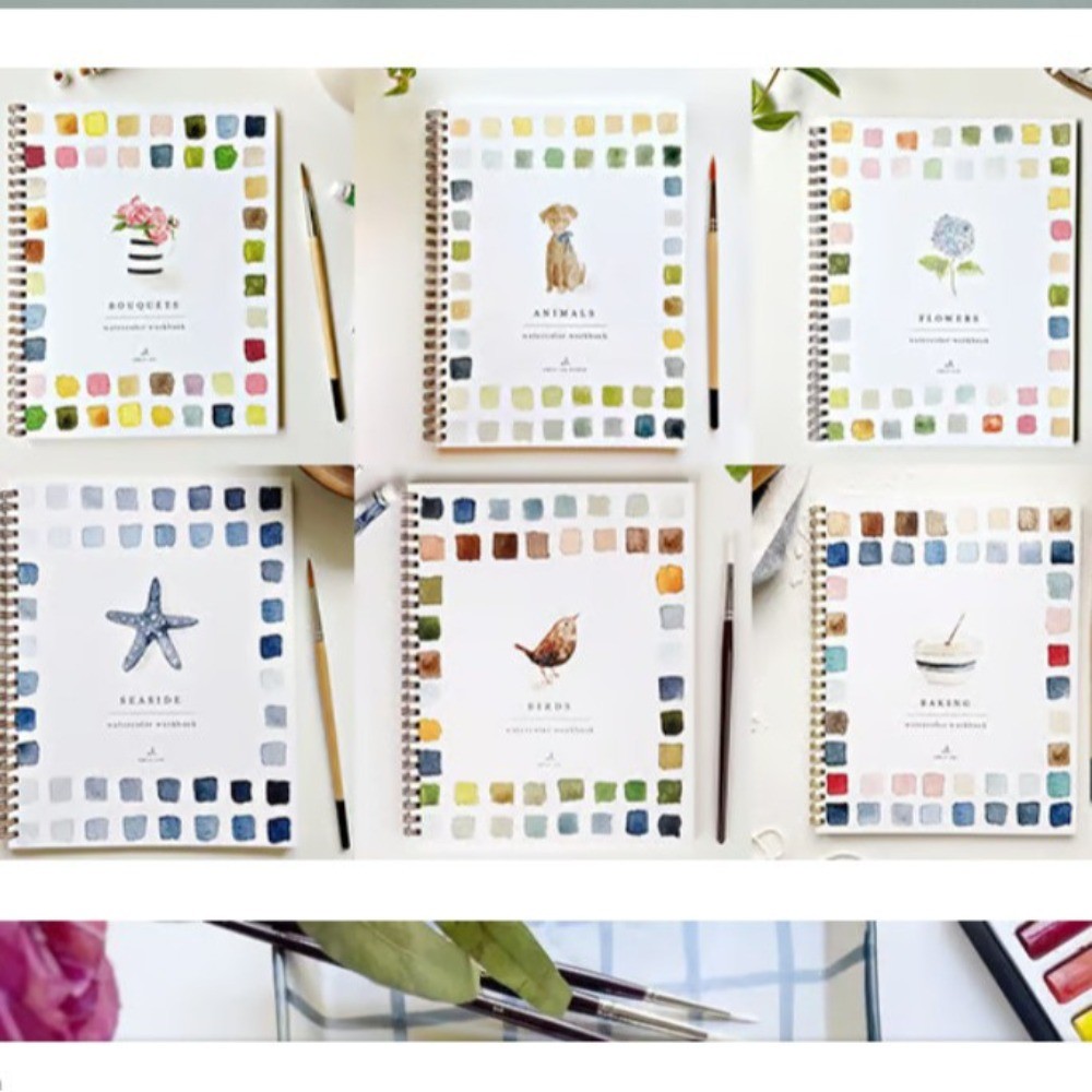 

Beginner-Friendly Watercolor Workbook With Brush Portable 24 Colors Watercolor Paint Set With Color Palette