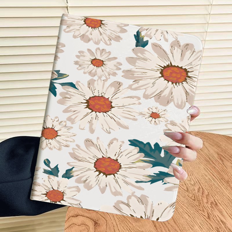 [Hot sale] Daisy pattern Case Samsung Galaxy Tab A8 A9 PLUS S6 LITE S7 S8 S9 S10 FE Auto Wake/Sleep 