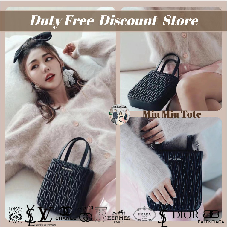 Miu Miu / Seri Matelasse Berlapis / Kulit domba / Tas Tangan / Tas Rantai Kristal / Garansi Gaya Wan
