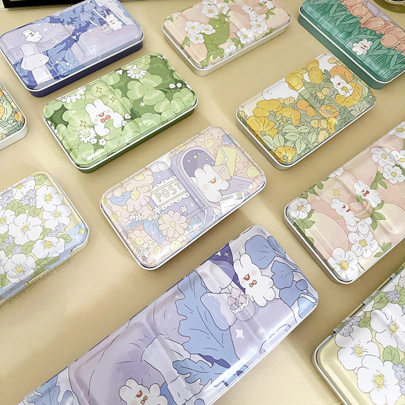 

New Empty Watercolor Palette Tin Box Paint Storage Paint Tray Cartoon Rabbit Pattern Aquarela Paint Painting Art Supplies