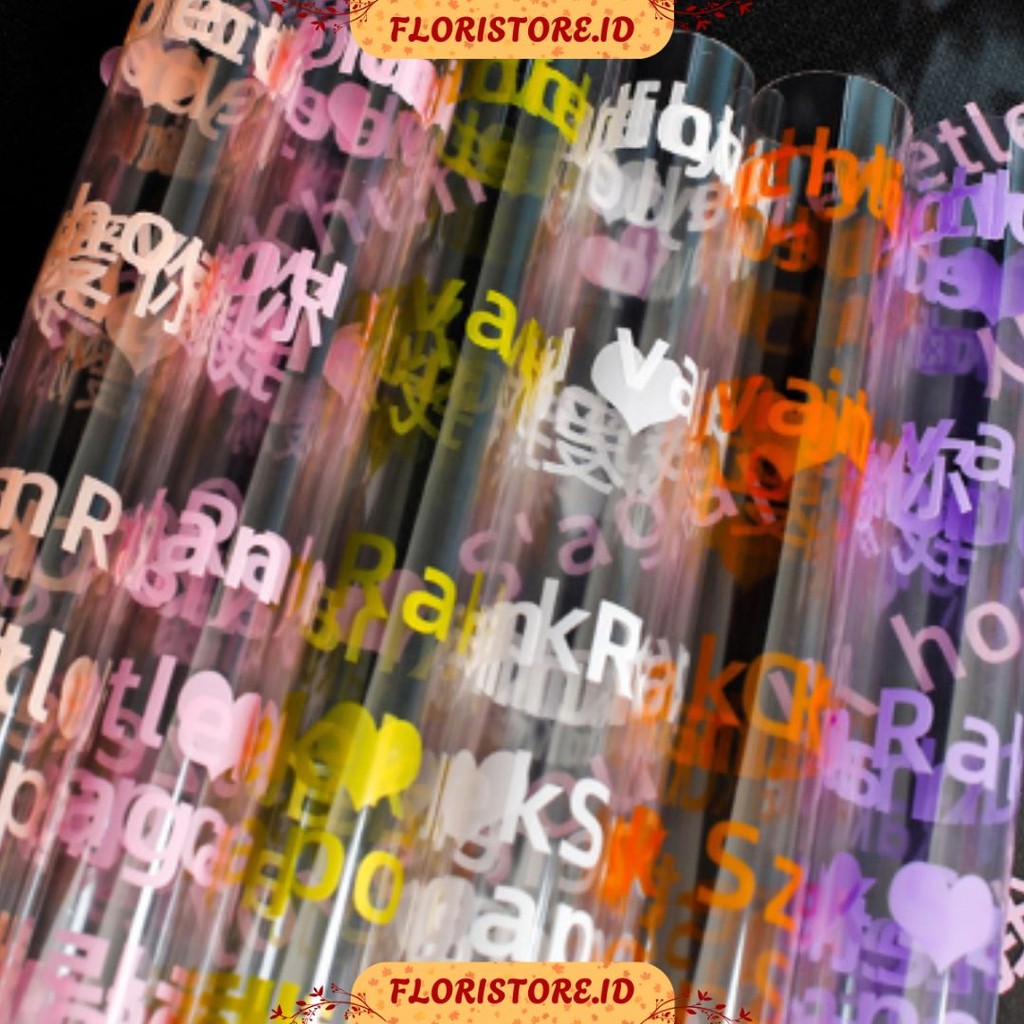 

LOVE WORD MOTIF OPP / CELLOPHANE / FLORIST PAPER / KERTAS BUKET BUNGA / WRAPPING WRAPPER