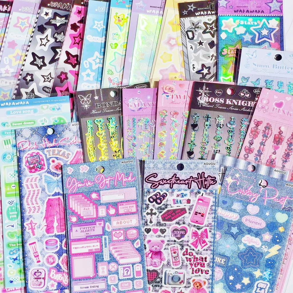 

Korean Style Sticker Set For Kpop Photocards, Journaling & Toploader Deco - Premium Quality - Cute Ribbon Star Dialog Box & More