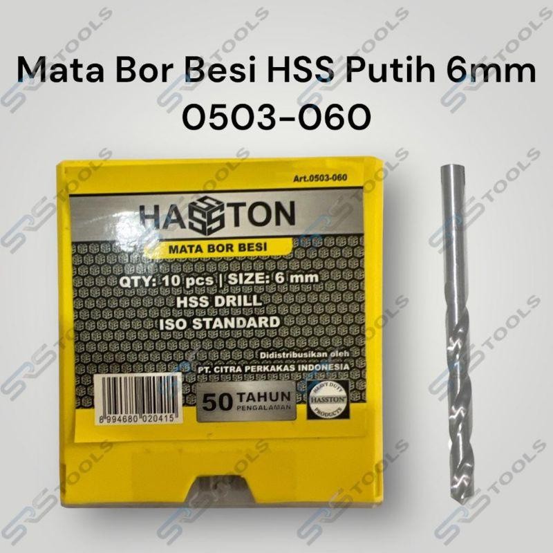 HASSTON 0503-060 Mata Bor Besi HSS Putih 6 mm / HSS Drill Bit 6mm