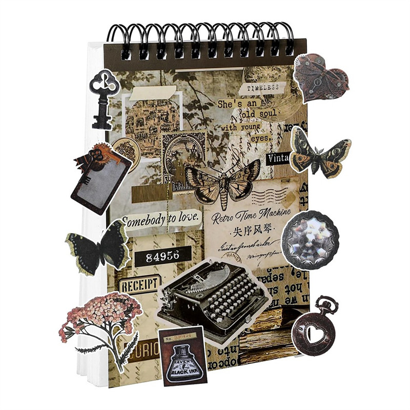 

AT82-50 Pcs Vintage Journaling Scrapbooking Supplies Scrapbook Sticker, Brown Pre-Cut Vintage Washi Sticker Book