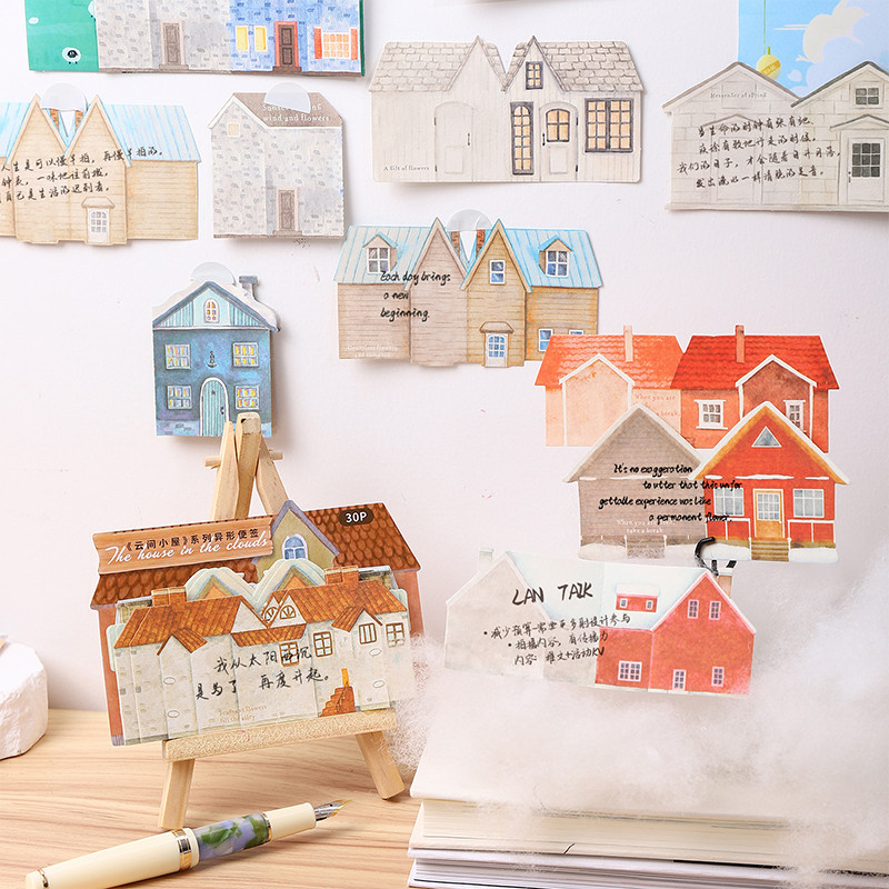 

Journal GO 30sheets Cute Sweet House Sticky Notes Lovely Ins Message Paper Journal DIY Material Memo Pad School Stationery