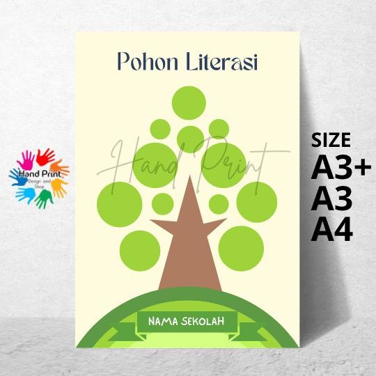 Cetak Poster Pohon Literasi Sekolah Kartun Size A3+