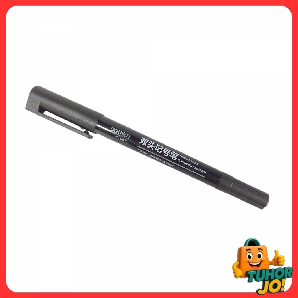 

Deli Pena Permanen Dual Head Tip Marker Pens Waterproof - 6823