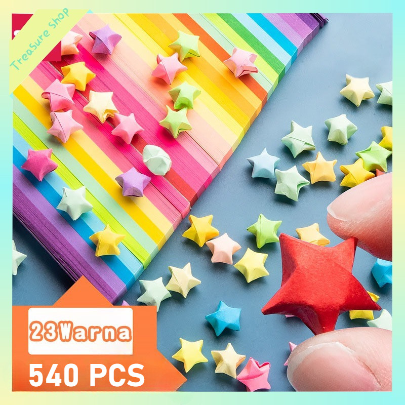 

540pcs Lucky Star Kertas/Origami Bintang/Kerajinan Tangan Origami/ Kertas Strip Quilling Paper Gradient Color/lucky Star Craft Handmade