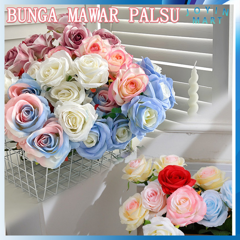 Bunga Mawar Palsu/Imitasi Bunga/Bunga Palsu Dekorasi Wedding Bunga Plastik Buatan Palsu Hiasan Dekor