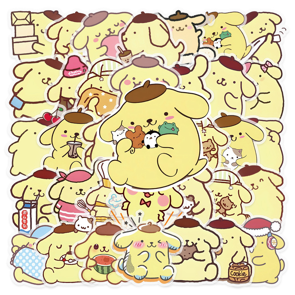 

10/30/50pcs Cute Sanrio Pompom Purin Stickers Aesthetic Decorative Guitar Phone Laptop Kawaii Cartoon Decoration Decals Gifts