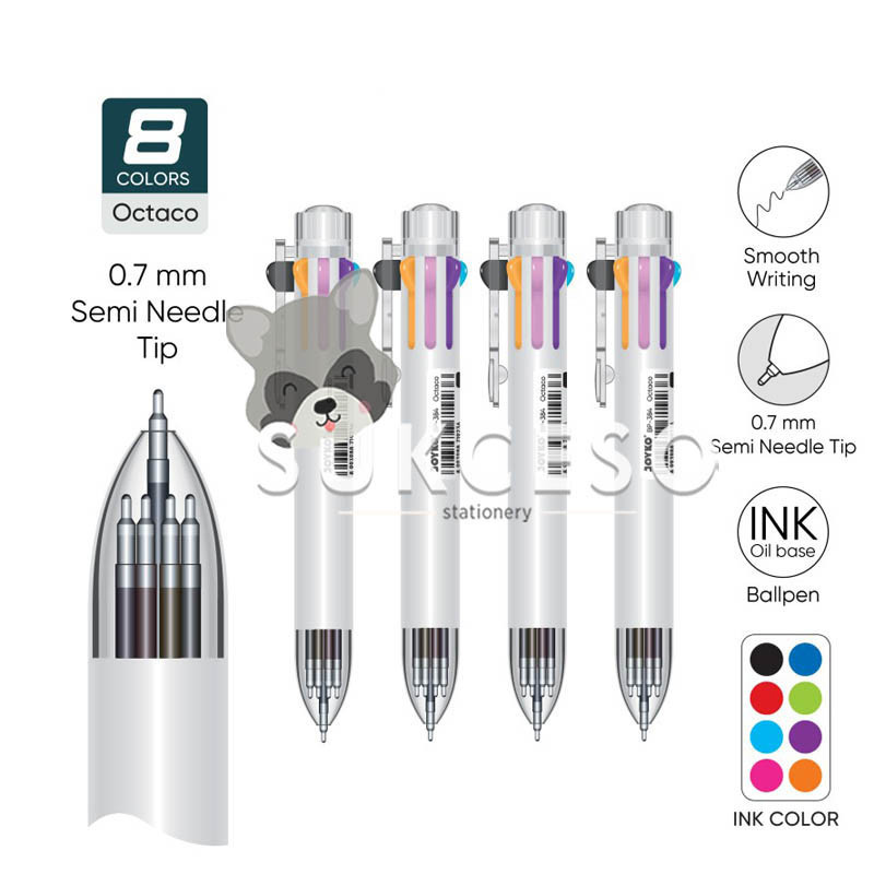

Joyko Ballpen BP-384 Octaco / Ball Pen Pulpen Pena 0.7 mm 8 Warna