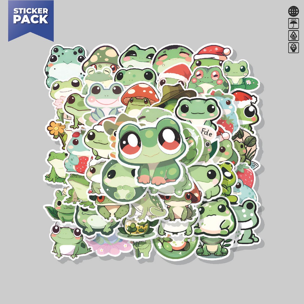 

[100PCS]Stiker Pack Stiker Hewan Katak Lucu Aesthetic Vinyl Anti Air Dekorasi Sticker Laptop Buku Journal Koper Helm Casing HP Gitar Helm Skateboard