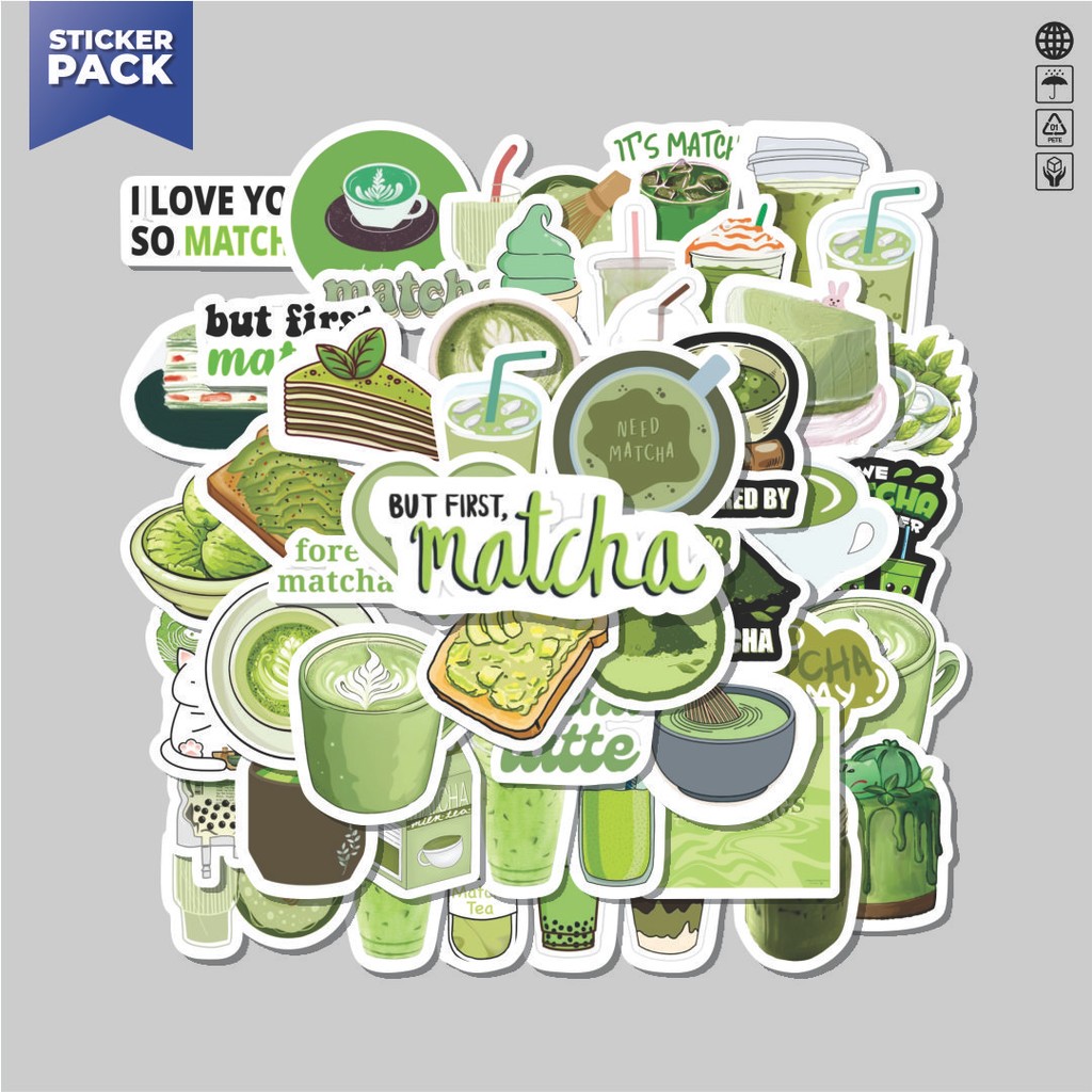 

[100PCS]Stiker Pack Stiker Minuman Matcha Aesthetic Vinyl Anti Air Dekorasi Sticker Laptop Buku Journal Koper Helm Casing HP Gitar Helm Skateboard
