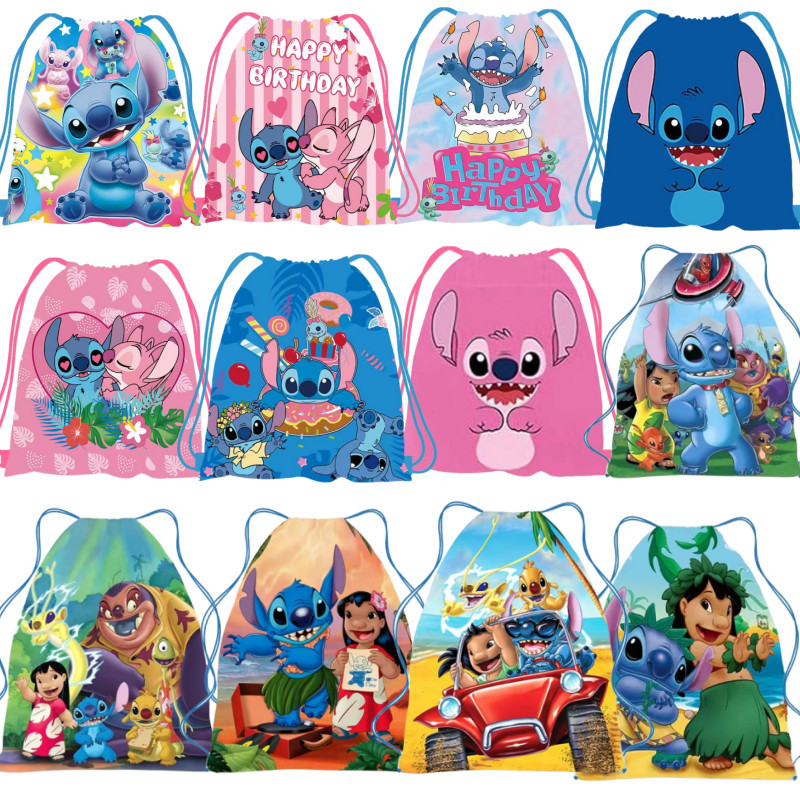

6/24pcs Disney Lilo & Stitch Storage Bag Nonwoven Pink Angel Stitch Drawstring Bags Party Decor Kids Birthday Christmas Gift