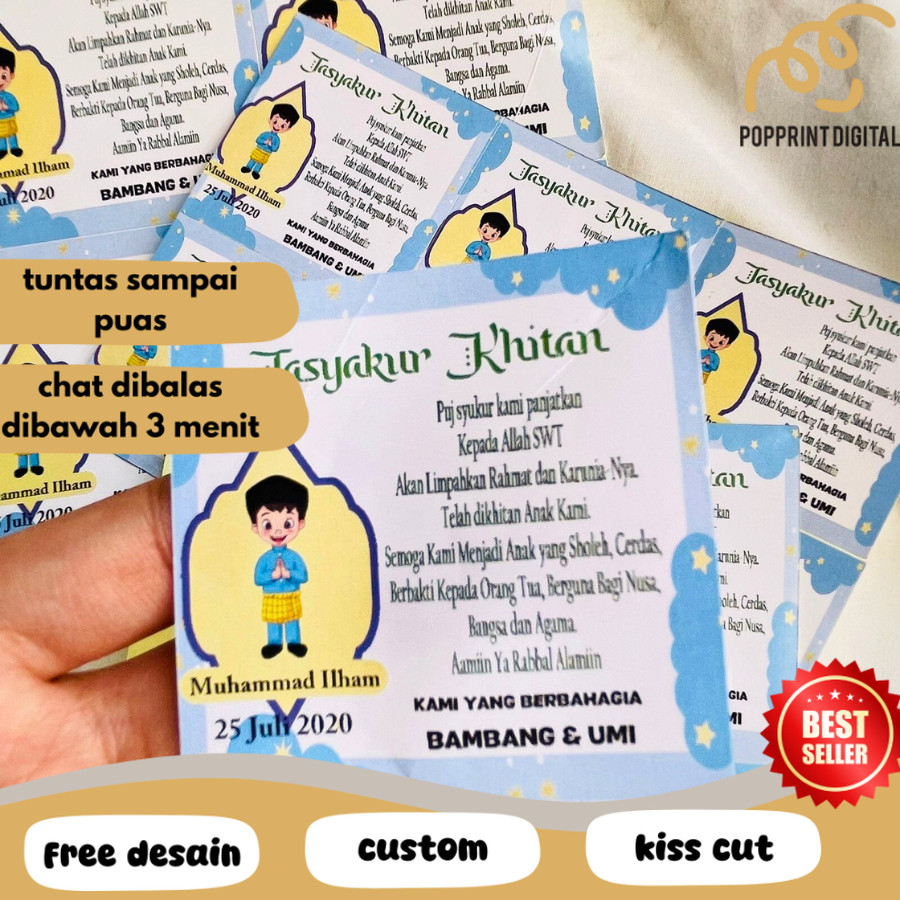 

PpD 2-6 Stiker Khitan / Tasyakuran Walimatul Khitan Bulat Custom Unik bentuk kotak
