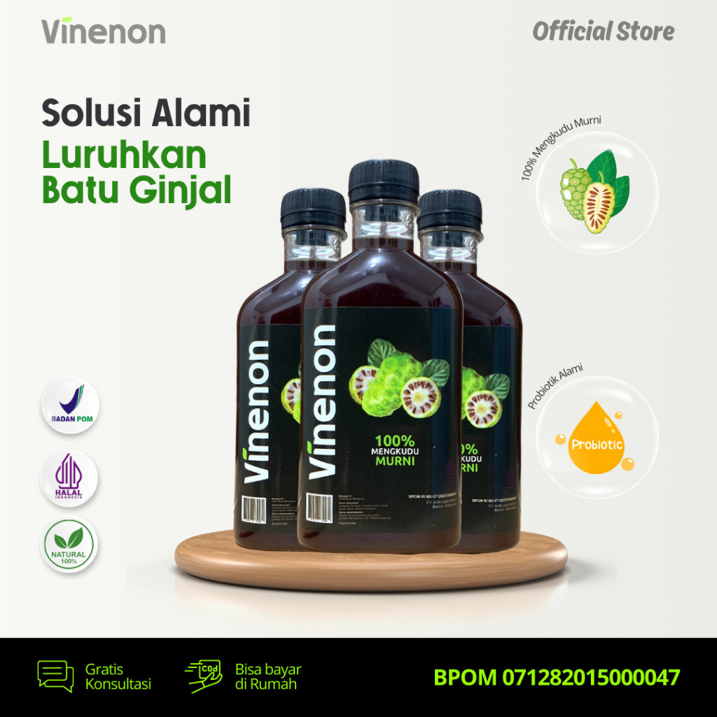 

VINENON Paket HEMAT 3 Botol - Solusi Batu Ginjal dan Asam Urat - Halal BPOM COD