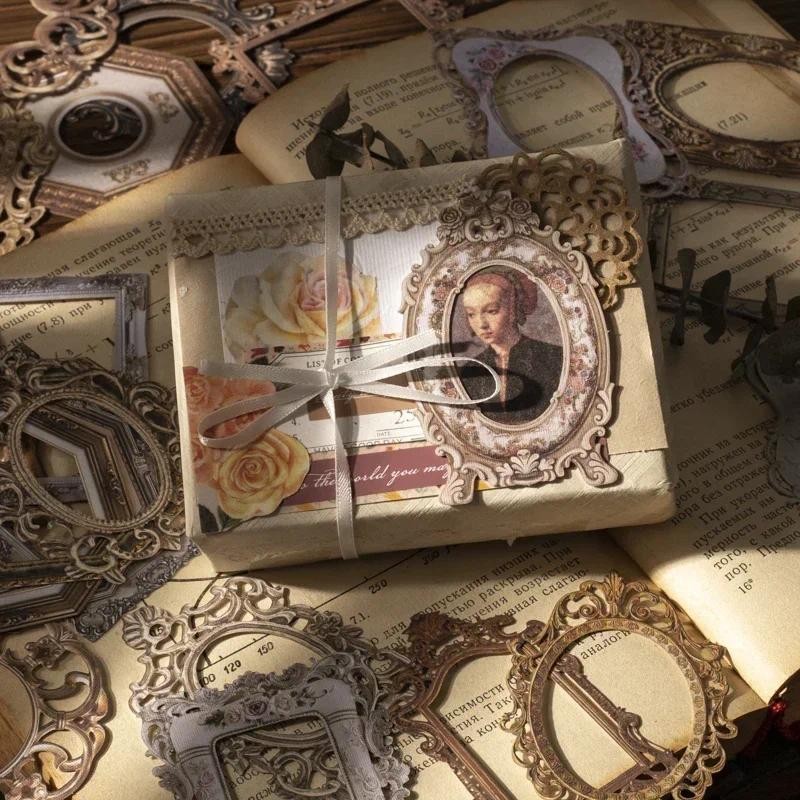 

20pcs Supplies Scrapbooking Material Romantic sticky Hollow Frame Characters Border Planner DIY Writing Notebooks 139*95MM
