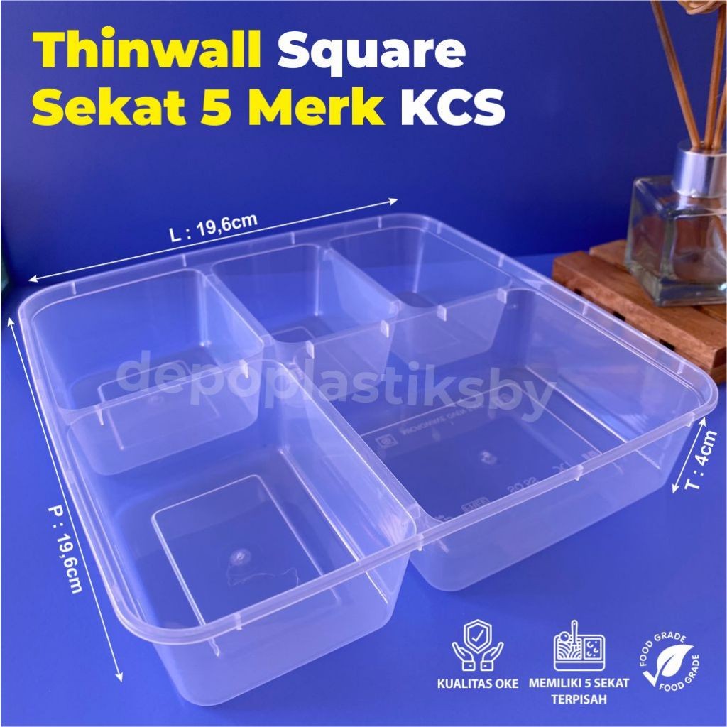 KOTAK MAKAN MERK KCS / KOTAK MAKAN SEKAT 5 / THINWALL SQUARE SEKAT 5 / KOTAK MAKAN SEKAT MURAH / THI