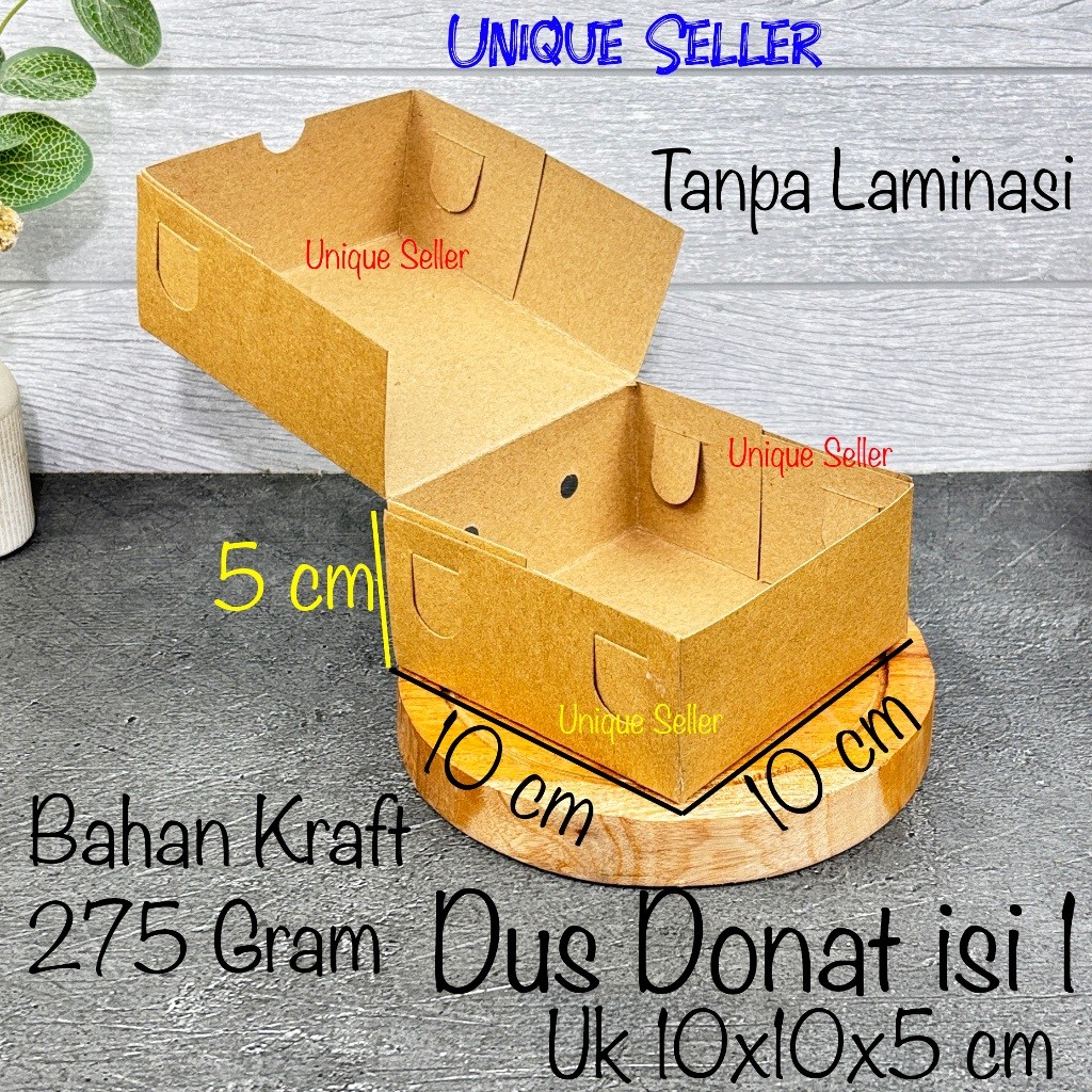 

[isi100] Dus Donat isi 1 Uk 10x10x5 KRAFT 275 Gram / Dus Box Kotak Burger Donat Hamburger 10x10 x 5