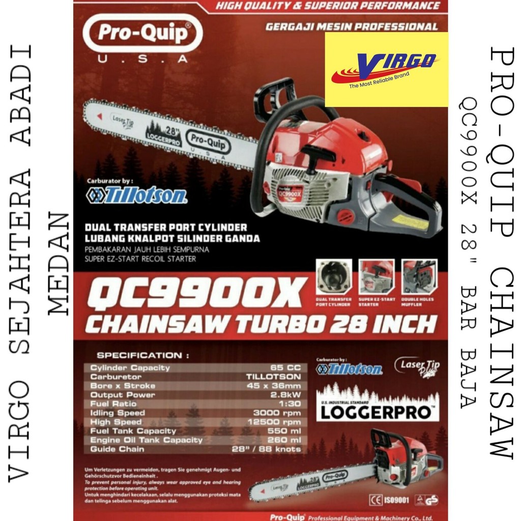 

SPESIAL PROMO CUCI GUDANG QC9900X MESIN CHAINSAW GERGAJI POTONG KAYU 28" 28 " PROQUIP QC 9900X