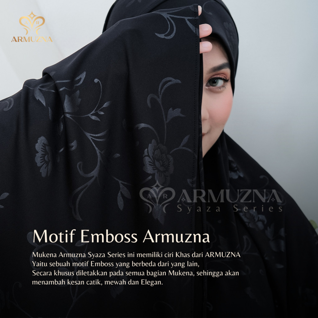 Armuzna - Mukena Jumbo Dewasa Model Hijab Jersey Embos Menutup Dagu Syaza Terbaru