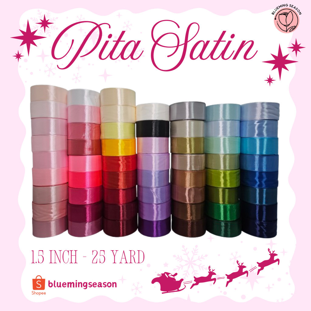 

[Blueming Season] / Pita Satin 1,5 INCH = 3,81 CM / 25 YARD / 5 PCS