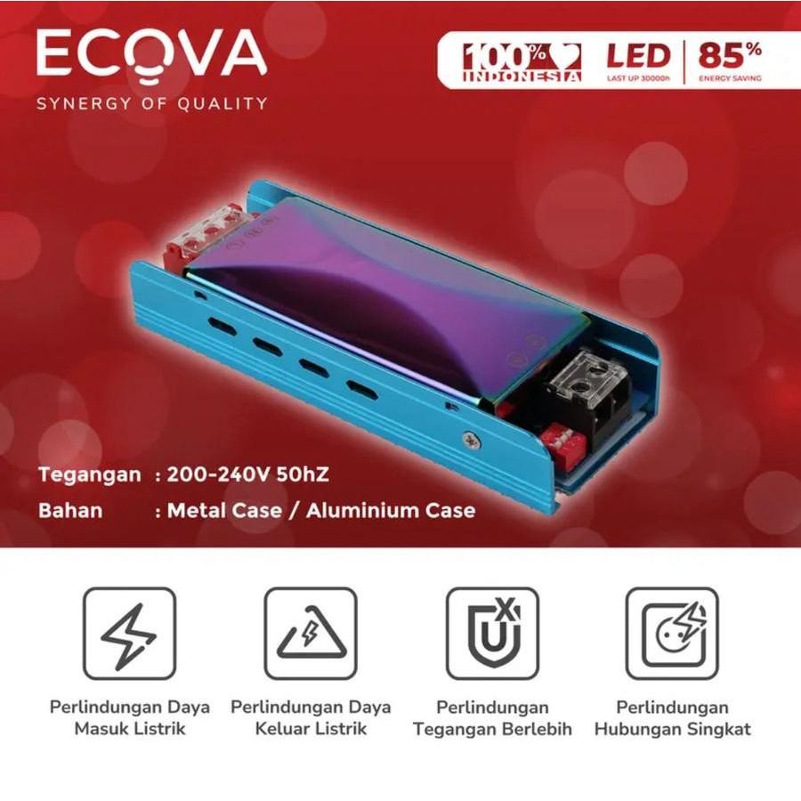 ECOVA - Power Supply LED Strip 12v Travo Lampu LED Strip 12 Volt 60W 100w 200w Trafo Lampu 12V Led S
