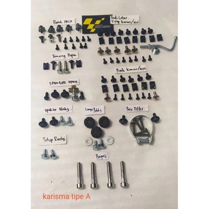 baut fullset body Honda Karisma - baut lengkap honda karisma