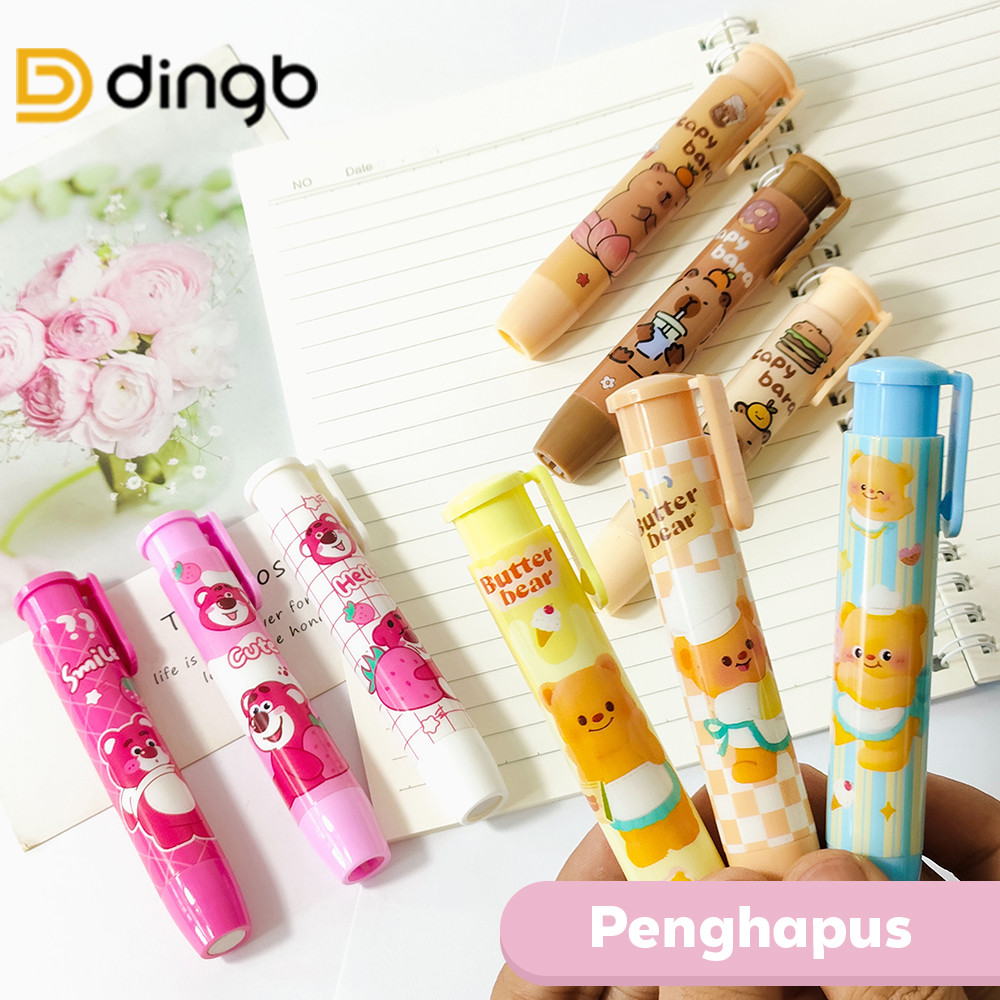 

DINGB Penghapus Tekan Mekanik Lucu Capybara & Kuromi – Eraser Warna-warni untuk Anak Sekolah