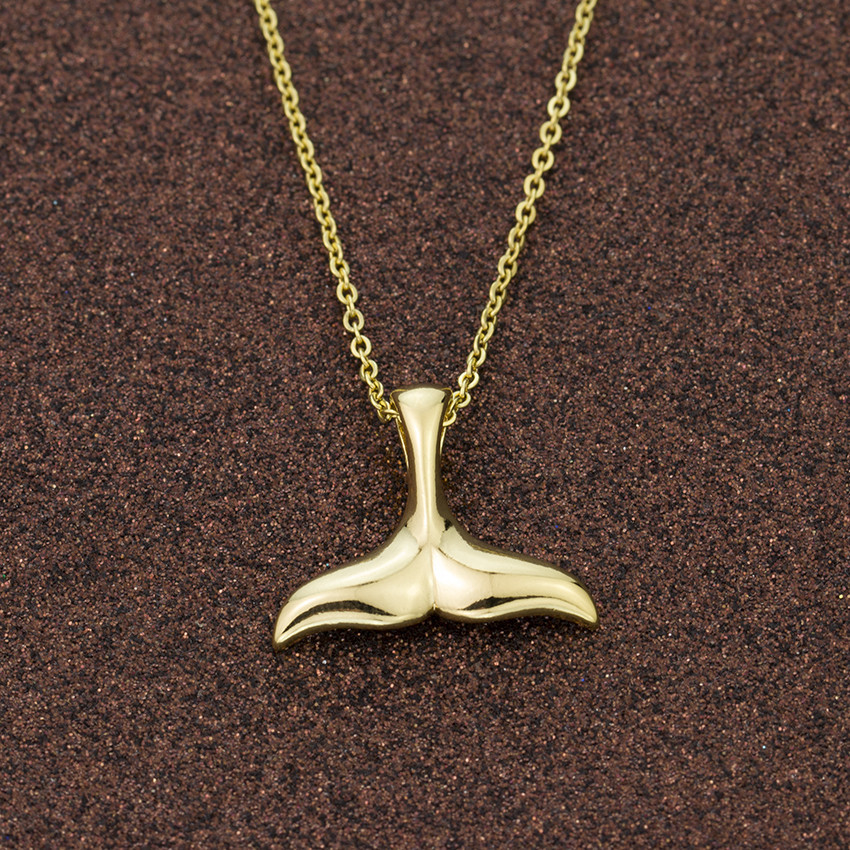 Stainless Steel Chain Mermaid Tail Pendant Necklaces For Women Vintage Fish Nautical Color Whale Tai