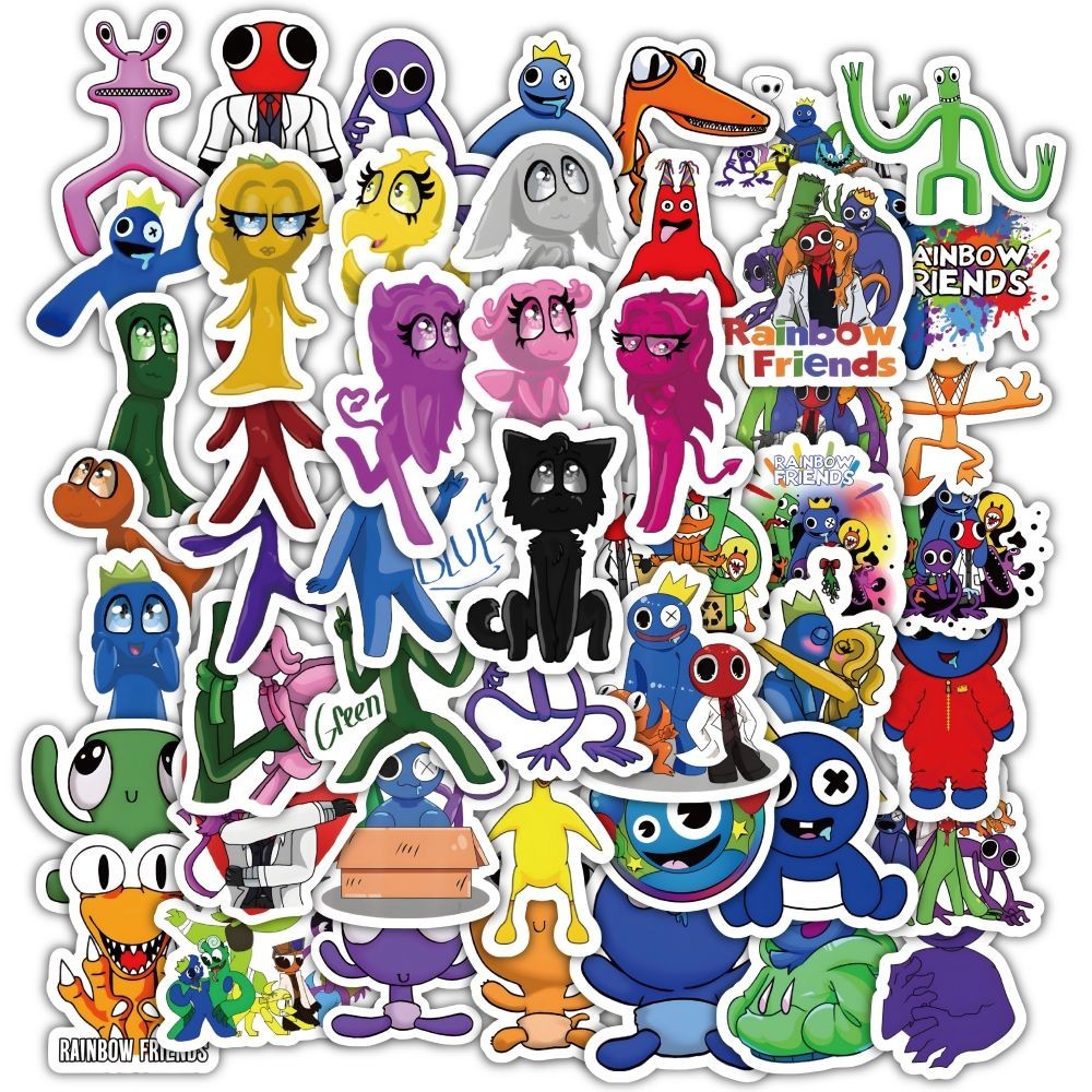 

60Pcs Rainbow Friends Style B Sticker Set - Colorful Cartoon Decor for Kids（ Anime Worlds Store）