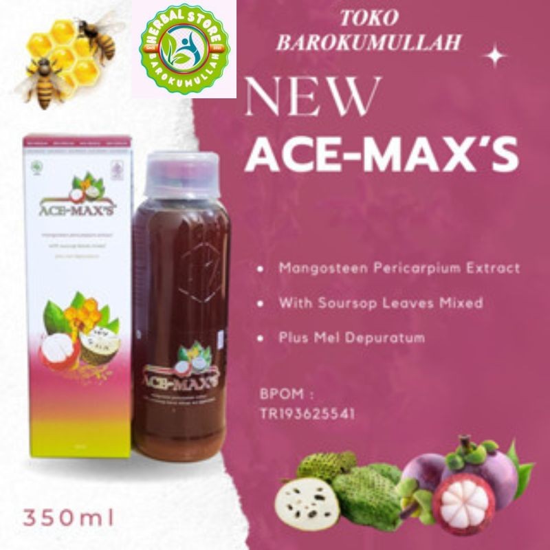 

Ace Max's Original 100% Jus Sari Kulit Manggis + Daun Sirsak + Madu Kemasan Baru1 botol 350 ml