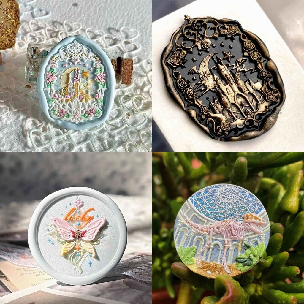 

New Wax Seal City Of Tsukimi 3d Relief Seal Head Carved Brass Head Handmade Diy Hand Book Envelope Seal Stamp Toy Seal Head