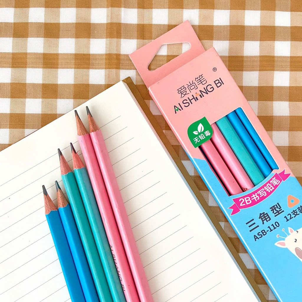 

READY PENSIL 2B AISHING WARNA PASTEL BIRU TOSCA PINK PENSIL DENGAN PENGHAPUS ALAT SEKOLAH