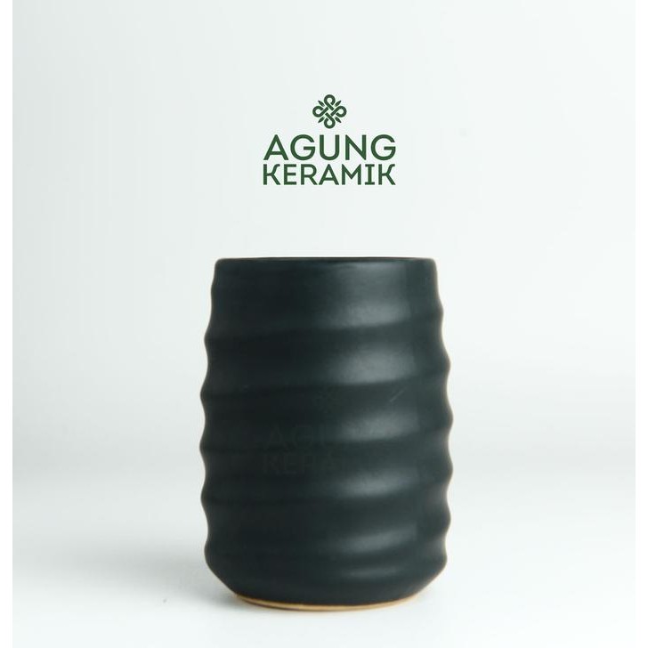 TERLARIS!! Gelas Cangkir Agung Keramik|Mug Ocha D-1273 - Hitam Doff